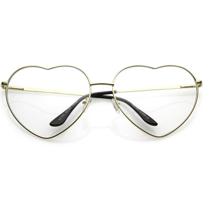 Oversize Women's Festival Heart Shape Clear Lens Glasses C304