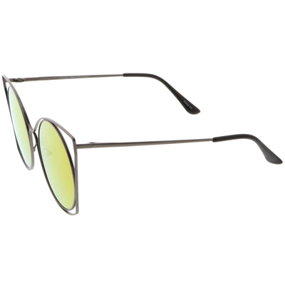 Women's Oversize Round Mirrored Flat Lens Wire Frame Sunglasses C318
