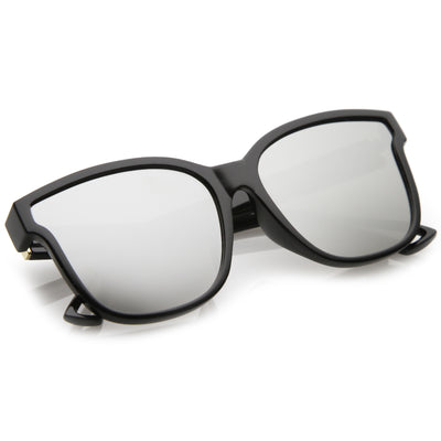 Women's Horned Rim Flat Infinity Mirrored Lens Sunglasses C330