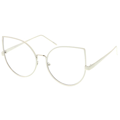 Blue Light Filtering Women's Oversize Modern Clear Flat Lens Cat Eye Glasses C337