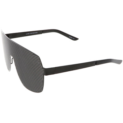 Futuristic Novelty Flat Top Metal Mesh Grade Lens Shield Glasses C339