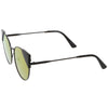 Women's Corner Accented Mirrored Flat Lens Cat Eye Sunglasses C342