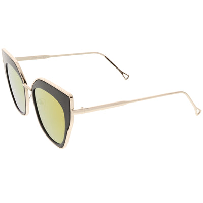 Women's Oversize Mirrored Flat Lens Cat Eye Sunglasses C348