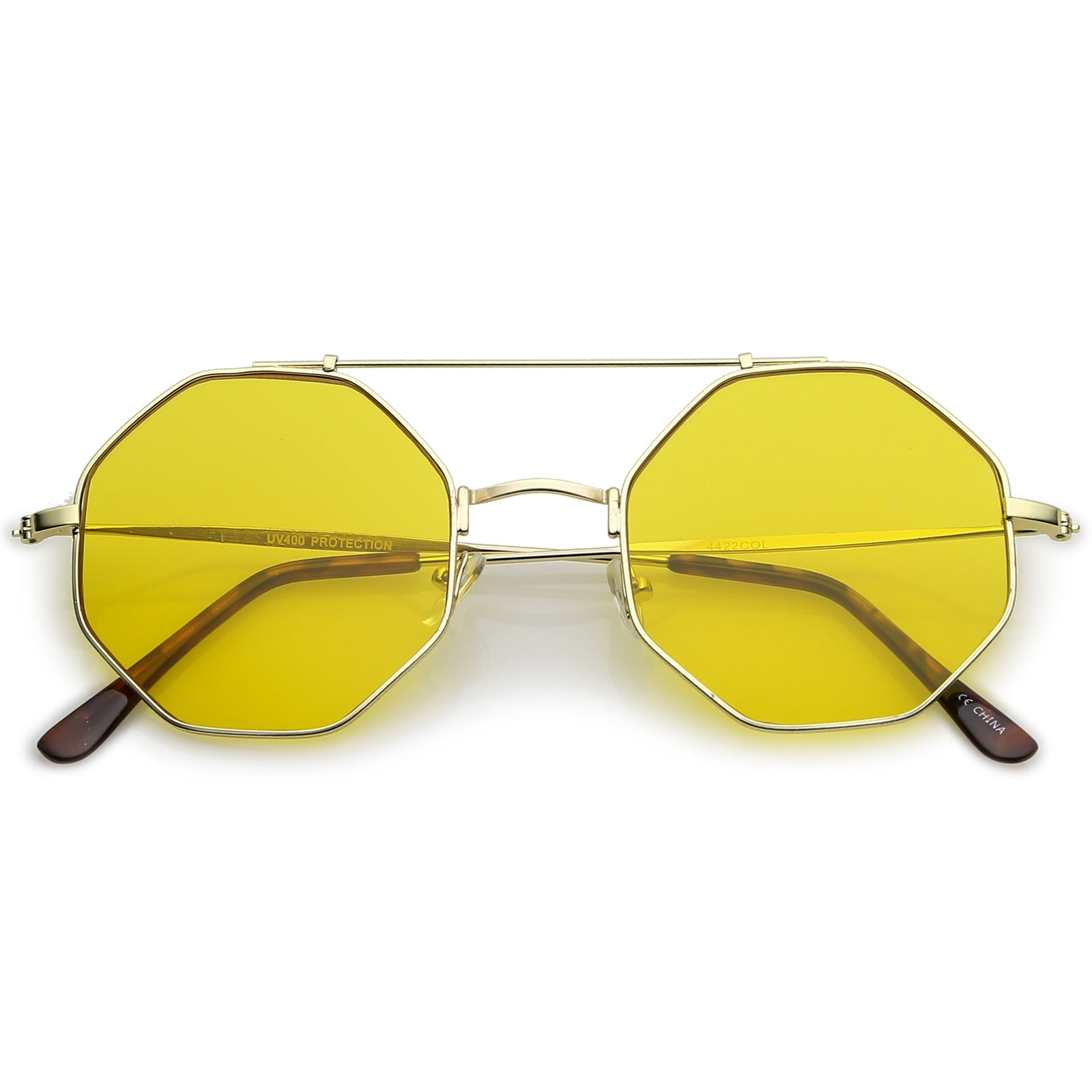 Gafas de sol modernas con lentes planas en tono octágono y octágono C351