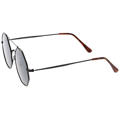 Retro Geometric Octagon Dapper Flat Lens Sunglasses C352