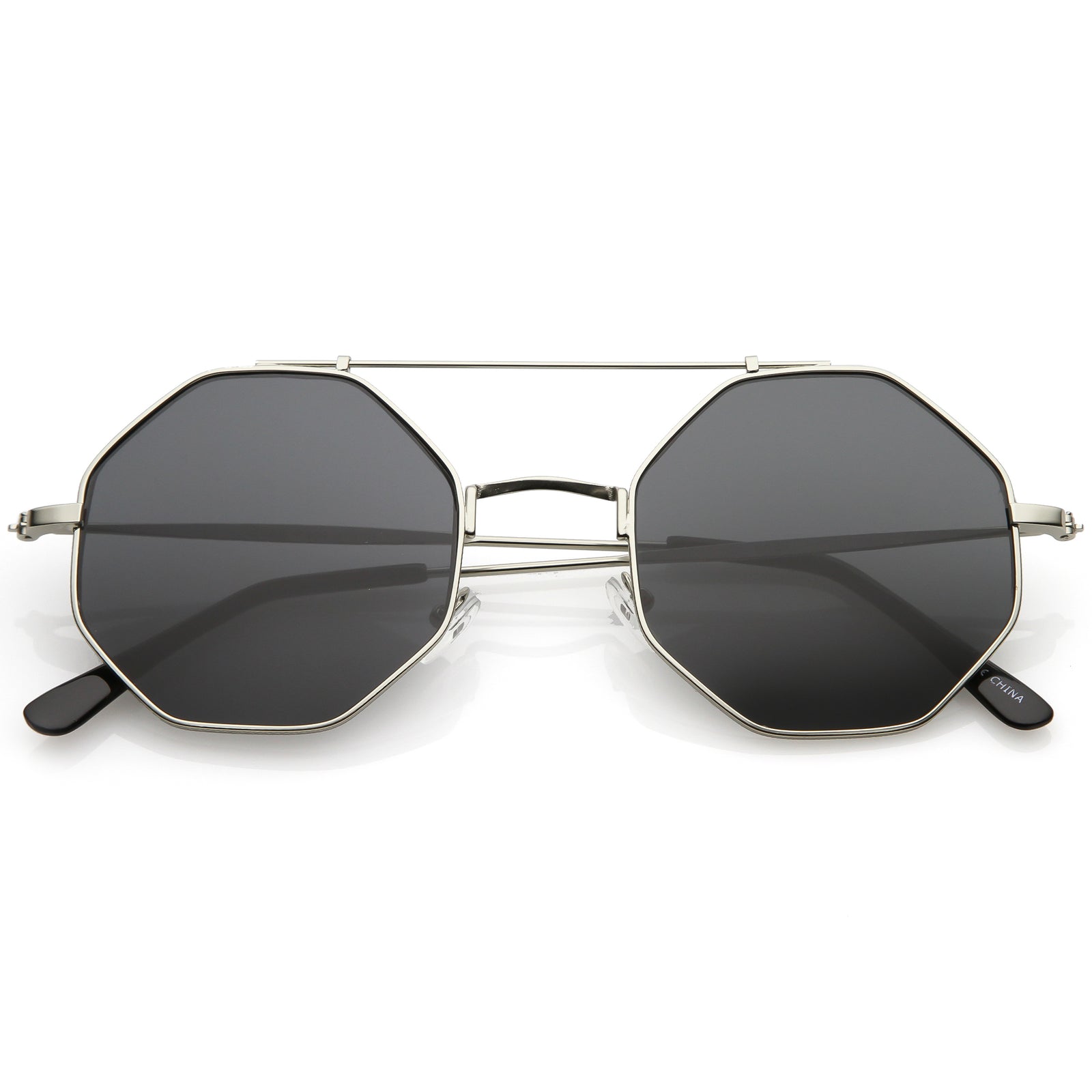 Gafas de sol con lentes planas octogonales geométricas retro C352