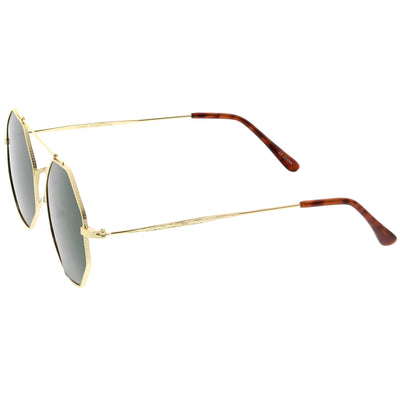 Retro Geometric Octagon Dapper Flat Lens Sunglasses C352