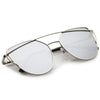 Premium Oversize Laser Cut Cat Eye Mirrored Flat Lens Sunglasses C358