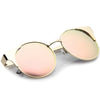 Premium Round Cat Eye  Half Frame Mirrored Flat Lens Sunglasses C359