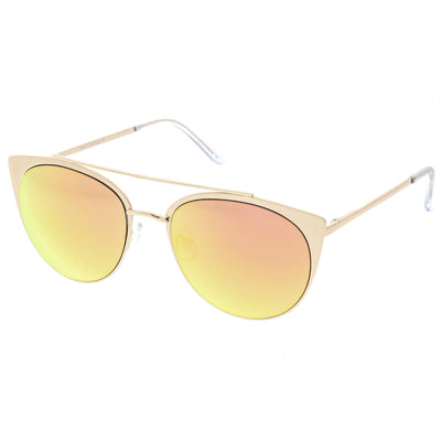 Premium Laser Cut Half Frame Flat Mirrored Lens Sunglasses C364