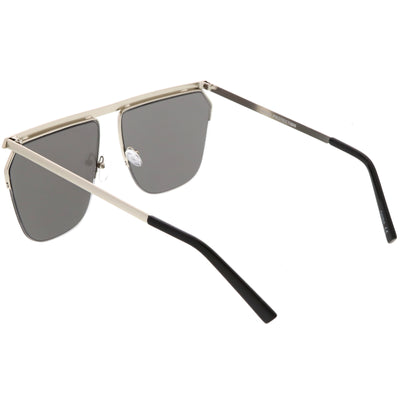 Modern Half Frame Full Metal Flat Top Mirrored Lens Aviator Sunglasses C398