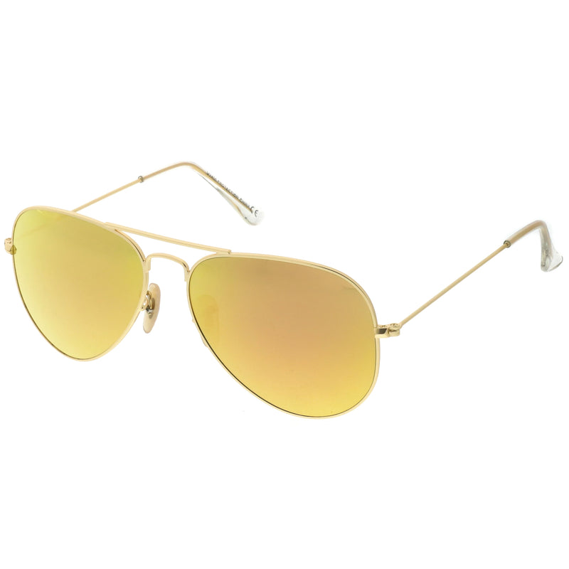Premium Small Colored Mirror Glass Lens Classic Matte Metal Aviator Sunglasses C770