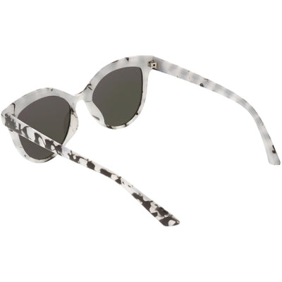 Retro Modern Brow Mirrored Flat Lens Cat Eye Sunglasses C420