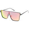 Retro Modern Flat Top Mirrored Lens Shield Aviator Sunglasses C421