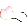 Rimless Curved Metal Arms Round Color Tinted Lens Oversize Sunglasses C428