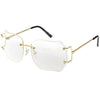 Oversize Rimless Square Glasses Slim Metal Beveled Clear Lens C433