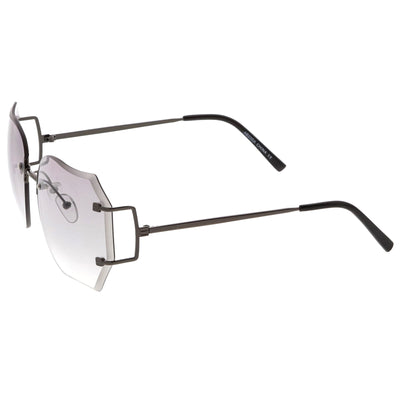 Oversize Full Rimless Beveled Gradient Lens Square Sunglasses C434