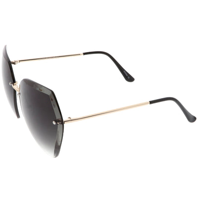 Oversize Rimless Beveled Gradient Lens Geometric Sunglasses C438