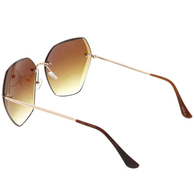 Oversize Rimless Beveled Gradient Lens Geometric Sunglasses C438