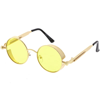 Retro Steampunk Colorful Round Flat Lens Sunglasses C442