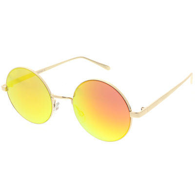 Premium Round Metal Flash Mirrored Flat Lens Sunglasses C465