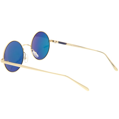 Premium Round Metal Flash Mirrored Flat Lens Sunglasses C465