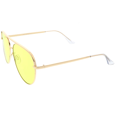 Premium Retro Colored Flat Lens Metal Aviator Sunglasses - zeroUV