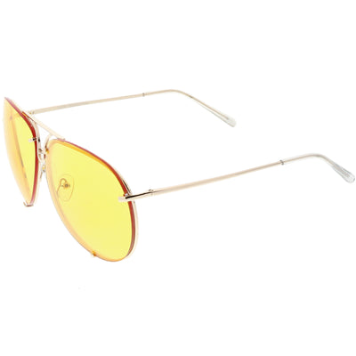 Retro Oversize 1970's Color Tinted Metal Aviator Sunglasses C467