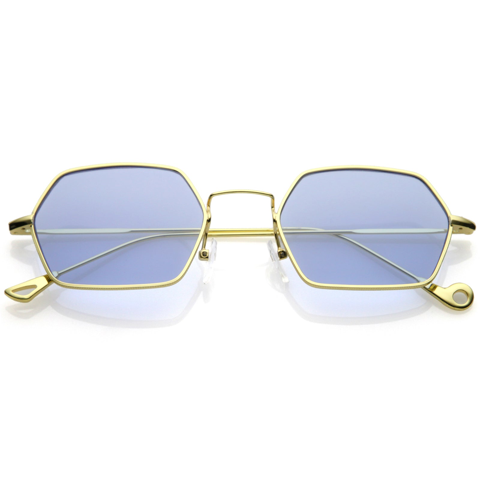 Gafas de sol retro con montura metálica y lentes planas de color hexágono pequeño C472