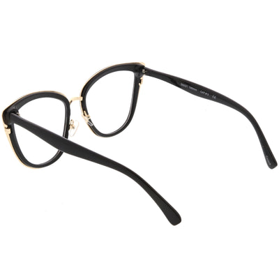 Oversize Rimmed Metal Cat Eye Clear Lens Glasses C490