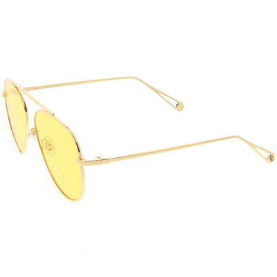 Premium Oversize Color Tone Flat Lens Metal Aviator Sunglasses C508