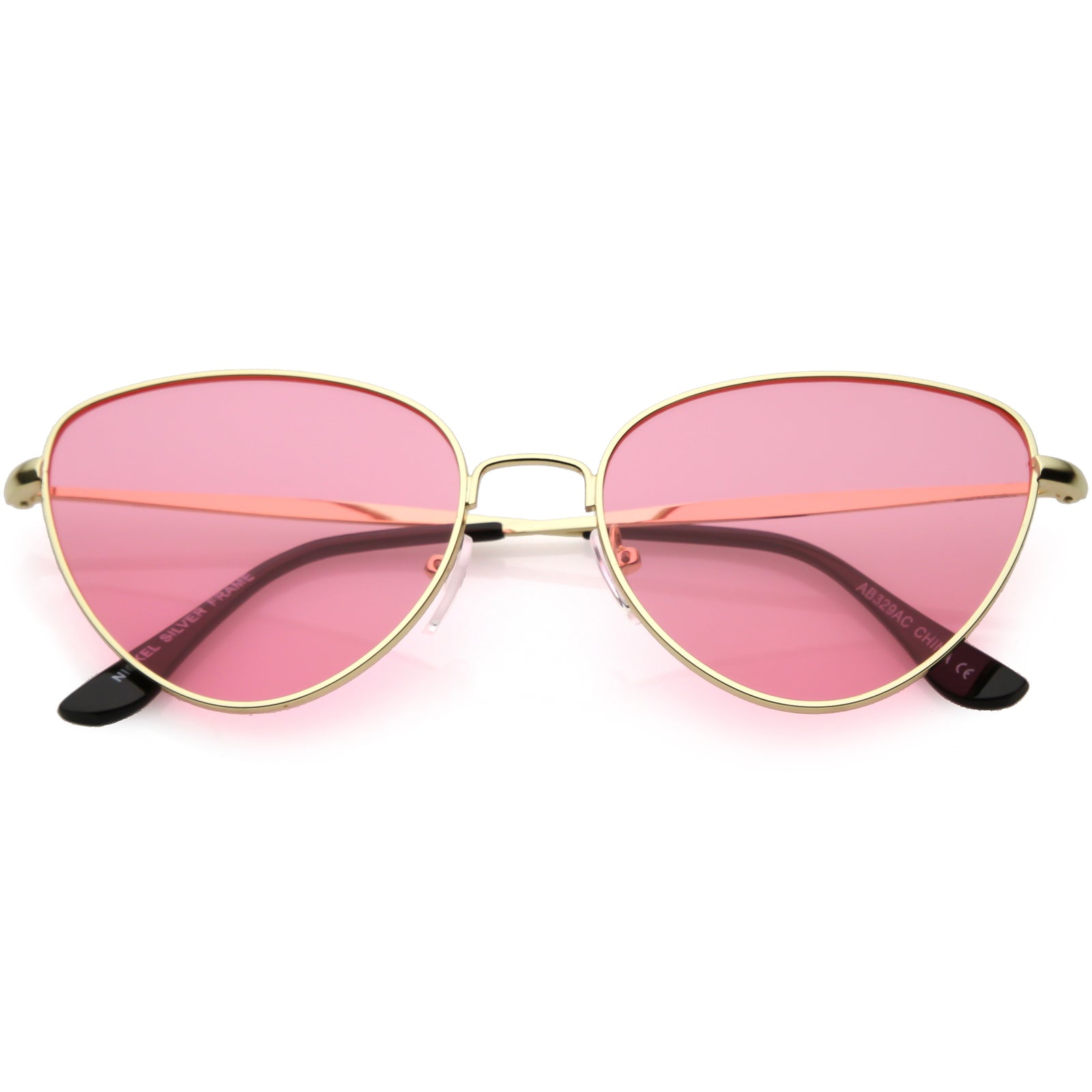 Women's Retro 1990's Fashion Colored Flat Lens Cat Eye Sunglasses C512