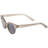 Women's Retro Horned Rim Cat Eye Narrow Flat Lens Sunglasses C514