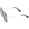 Women's Oversize Metal Fashion Flat Lens Geometric Sunglasses C527