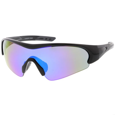 Men's Sports TR-90 Half Frame Mirrored Lens Shield Sunglasses C533