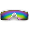 Retro Flat Top Rainbow Mirrored Goggle Shield Sunglasses C545