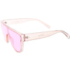 Retro Oversize Flat Top Transparent Color Tone Shield Sunglasses C559