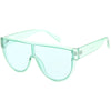 Retro Oversize Flat Top Transparent Color Tone Shield Sunglasses C559