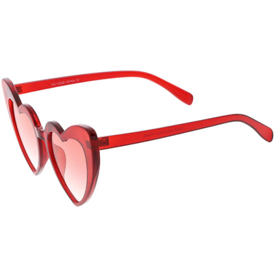 Women's Oversize Color Tone Heart Shape Cat Eye Sunglasses C576