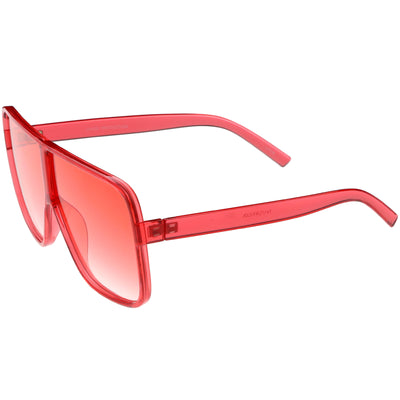 Oversize Festival Flat Top Translucent Color Tone Sunglasses C582
