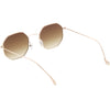 Retro Modern Geometric Octagon Slim Metal Sunglasses C590