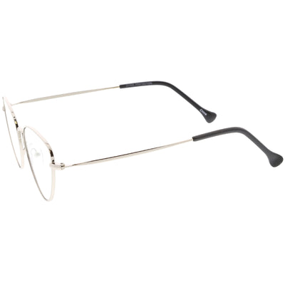 Women's Slim Metal Wire Clear Flat Lens Cat Eye Glasses C599