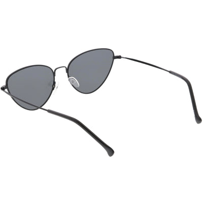 Women's Retro Slim Metal Frame Flat Lens Cat Eye Sunglasses C600