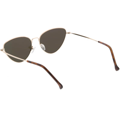 Women's Retro Thin Frame Metal Mirrored Flat Lens Sunglasses C601