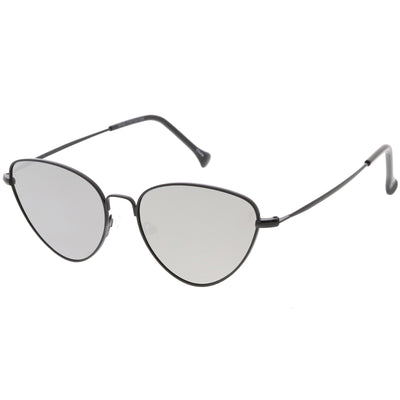Women's Retro Thin Frame Metal Mirrored Flat Lens Sunglasses C601