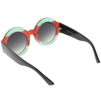 Women's Oversize Glitter Two Tone Round Sunglasses C622