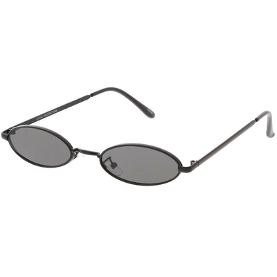 Retro 1990's Small Oval Metal Flat Lens Sunglasses C626