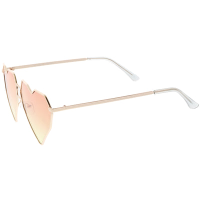 Women's Oversize Geometric Metal Heart Shape Sunglasses C629