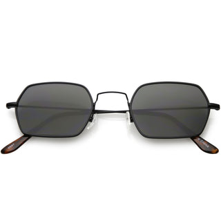 Gafas de sol geométricas hexagonales de metal ultradelgadas C633 - Humo negro