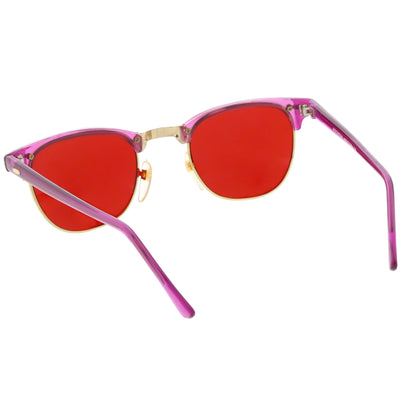 Retro True Vintage Candy Color Half Frame Mirrored Lens Sunglasses C638